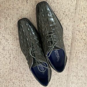 Mens ROBERTO CHILLINI STATUS Gray Croc Skin Formal Dress Shoes Size 10